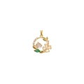 Elegant gold pendant with white flower and green zircon inlay on a white background - Aurora Petal Pendant