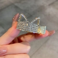 Pince à cheveux couronne dorée avec strass brillants pour queue de cheval haute - Oreilles de Chat avec Strass / Or