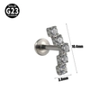 Solid G23 titanium lip stud with 5 clear zircons in 10.4mm curved cluster design - NO 5-5-Stone Curved / Steel