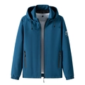 Veste à capuche homme doublée polaire bleu marine avec fermeture éclair coupe-vent - M / Bleu Lac