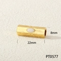Perle hexagonale plaquée or 18K avec zircon blanc et texture rayons de soleil, 8x22mm - Perle Hexagonale Gemme Blanche(PT0577)