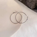 Polished silver hoop earrings with minimalist design and secure s925 needle closure - 4cm / Silver