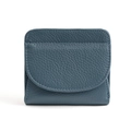 Blue lychee grain genuine leather short wallet with RFID protection and card slots - Royal Blue