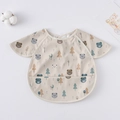 Waterproof baby bib smock in beige featuring cute bear prints and a food catcher pocket - Shawl - Bear And Tree / One Size