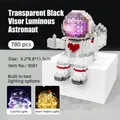 Detail of 780pcs astronaut building block pen holder with glowing LED and red heart icon - 9080 Heart Astronaut with Light