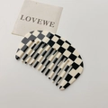 Large black and white checkerboard hair claw clip made of premium acetate material - Wide Tooth Comb-K065 / Black & White Checkerboard