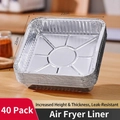 Square 22cm disposable aluminum foil tray for air fryer, 40 pieces thick silver pan - 22cm*22cm (40 Pcs)