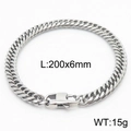 Silver curb chain bracelet with press clasp in 200mm length and 6mm width for men and women - Style C 6mm-200mm(KB165930-ZZ)