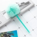 Cute mint green ballpoint pen with large fluffy pom-pom decoration for stationery - Candy Green