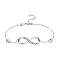 Bracciale infinito in argento sterling 925 con zirconi e ciondoli a cuore traforati - Argento 925 / Platino