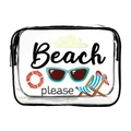 Transparent PVC toiletry bag with black zipper and Beach Please beach theme design - 017-Beach Please