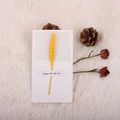 Minimalist greeting card with yellow dried wheat on white paper and plush background - Wheat Ear Greeting Card