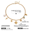 18K gold plated stainless steel charm necklace with pearl and turquoise beads detail - Star Eye Colored Bead Style (JDN0205008)