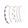 5-piece set of bridal gold headbands with blue rhinestones and sparkling crystals - Gold Base Royal Blue 4-Piece Set Style 33# (As Pictured)