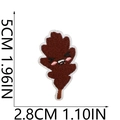 Brown maple leaf embroidery patch with cartoon face and specific size dimensions - Small Leaf With Expression