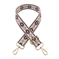 Tracolla etnica in jacquard beige e marrone con ganci in metallo dorato per borse - Chiusura in Argento / X31-Crema Viola Scuro
