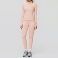 Damen Sportanzug in Rosa Zweiteiler mit figurbetonter Zipper Jacke und Leggings - S / Nude Rosa (Jacke + Leggings)
