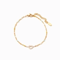 Elegante bracciale a catena dorata con perle color pastello e ciondolo a nodo minimal - Argento 925 (15.5+4.5cm) / Rosa