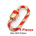 Oval gold screw clasp with red enamel pattern for jewelry making, 4 pieces pack - Style 67 (Red & Gold Stripes Clasp 25x13.2mm)