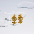 Golden multi-loop interlaced earrings in 18K plated stainless steel with a mirror finish - Double Layer Double Ring - Gold