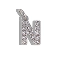 Polished silver letter N pendant with sparkling rhinestones for jewelry making - Letter N / Silver
