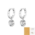 Elegant 925 silver moissanite hoop earrings with GRA certificate in silver finish - E13909 Huggie Dangle Style (with GRA) / 2 Carat * 2