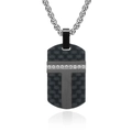 Collana da uomo con pendente rettangolare in fibra di carbonio e diamanti incastonati - Solo ciondolo / Canna di fucile