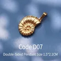 Vintage 18K gold plated conch shell pendant in retro style with spiral texture - D07 Golden Conch
