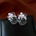 Bubble style resin drop earrings with faux pearls and rhinestones on a black jewelry box - 44# Silver Color with Silver Pin
