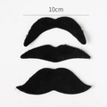 Set of 3 black synthetic fiber mustaches for Halloween party props 10cm wide - Black Eyebrow and Mustache Combo
