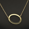 Elegant gold oval pendant necklace with a minimalist polished link chain for women - Gold O
