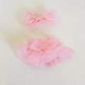 Rosa Tüllpuppenkleid mit Schleifen-Stirnband für 17cm Plüsch Labubu Zubehör - Rosa Organza-Kleid & Haarklammer Set / Passend für 17cm Puppen