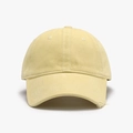 Classic light yellow cotton baseball cap with vintage distressed brim and six-panel design - Neon Yellow