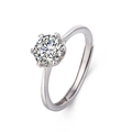 Elegant silver adjustable ring with classic six-prong round cut sparkling cubic zirconia - Snowflake Six-prong Ring [platinum Plated] Ljz-171 / Adjustable Open