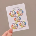 Set of 5 colorful macaque flower hair clips for girls in pastel matte finish on card - 4# Colorful Flower Set of 5 - 3cm