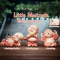 Set of three cute Maitreya Buddha resin figures in orange robes for desktop decor - 1222-1 Large Buddha Set (Set of 3)