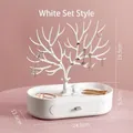 Portagioie bianco a forma di corna di cervo con base a cassetto per orecchini e collane - Set di Tinta Unita / Bianco