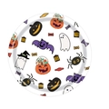 Plato redondo de 7 pulgadas con fantasmas y calabazas para fiestas de Halloween - Lindos Artículos De Halloween De 7 Pulgadas 16 Piezas