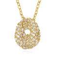 Gold plated initial necklace with sparkling round circle zircon pave pendant - Letter O (Circle)