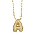 Collana con lettera A a bolla dorata con zirconi incastonati e catena a sfere - Oro - Lettera A
