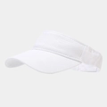Close-up of white sun visor hat with premium cotton twill texture and reinforced stitching - Adjustable / White