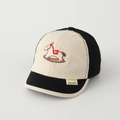 Macro shot of the soft cotton fabric and embroidered rocking horse on child baseball cap - 50cm (1-3 Years) / Black