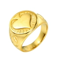 Goldener Edelstahlring mit Herz-Reliefmuster und modischem Pik-Poker-Design - US 7 / Gold