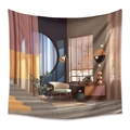 Detail of bohemian surrealist interior tapestry with green armchair and artistic motifs - Style ZJ520-13 / 73X95CM Brushed Fabric