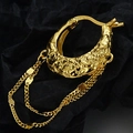 Pendientes chic de plata S925 con textura de lava, cadenas doradas y sello de calidad - Plata 925 / Dorado