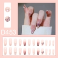 Französischer Stil künstliche Nägel mit lila Schmetterling, Perlen und 3D-Herzsteinen - Transparent Rosa Verlauf Lila Schmetterling Stil (D453) / 24 Stück/Set