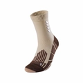 Breathable mid-calf athletic socks in beige and brown with white V-stripe design - LR04 Beige No.02