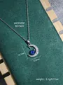 Detail van zilveren maan- en planeetketting met afmetingen 18,7 mm en 40+5 cm ketting - Zilver (KS-33-Zilver)