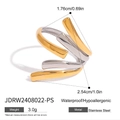 Two-tone layered stainless steel ring with 1.76cm diameter and 3g lightweight design - Multi-layer Wrap/Two-tone