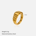 Detailed specs of the gold irregular line earrings showing 17mm inner diameter and 5.6g weight - Vertical Ribbed Ring